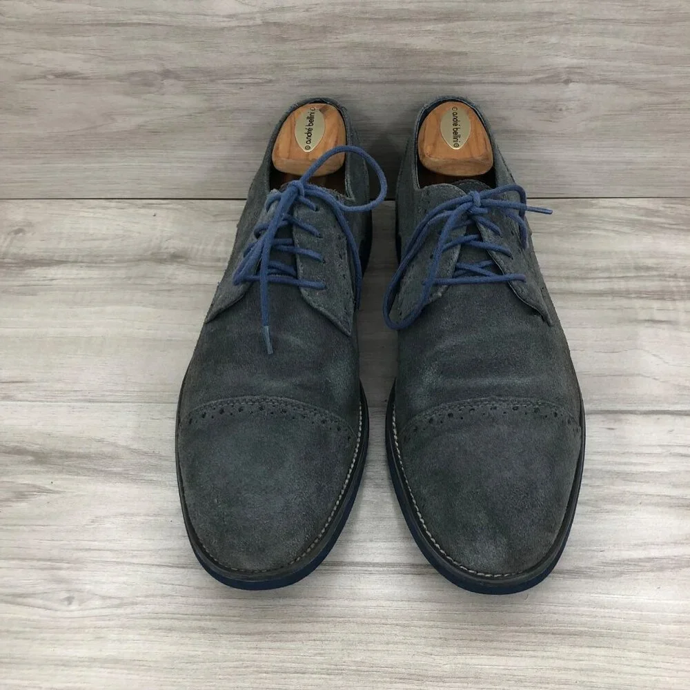 Joseph Abboud Oxfords Men's 10.5 Gray Suede Cap Toe Lace Up Derby Dress Shoes